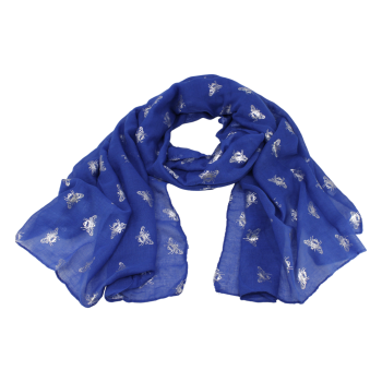Soft cotton feel maxi scarves with a Silver colour foil bee print.
