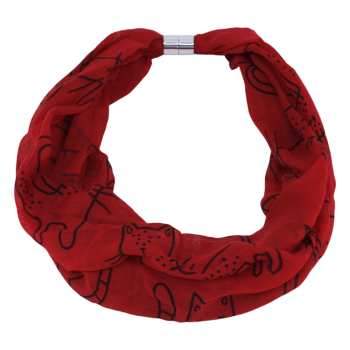 Soft cotton feel, cat print loop scarves with a magnetic fastening.

