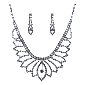 Diamante Necklace & Pierced Drop Earring Set