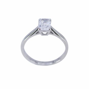 Rhodium plated sterling Silver ring with Clear cubic zirconia stones ladies