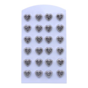 Gold or Rhodium colour plated, heart design pierced stud earrings with genuine Clear crystal stones.
