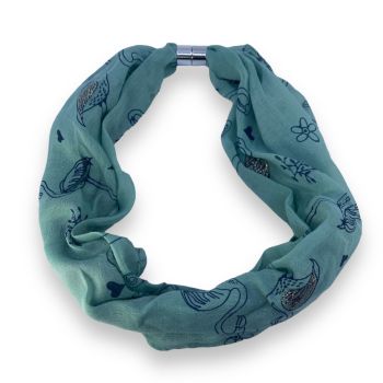 Ladies cotton feel magnetic Flamingo print scarves.

Size approx 60 cm circumference 

Colours available are Baby Blue , Purple  ,White ,Peach and Sage Green