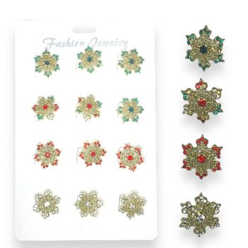 Assorted Christmas Snowflake Brooches