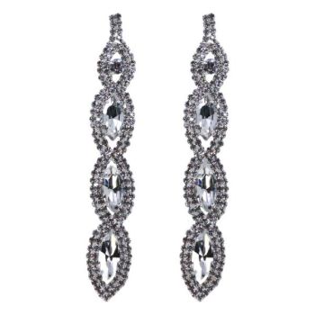 Ladies diamante long  drop earrings with a mixture of small genuine crystal stones and glass 

Available in Rhodium colour plating.

sold as a pack of 3 

Size approx 11  x 2.5cm