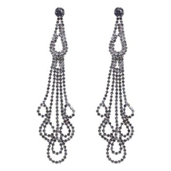 Ladies diamante long  drop earrings with genuine small crystal stones.

Available in Rhodium colour plating.

sold as a pack of 3 

Size approx 11  x 2.5cm
