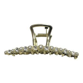 Nice quality  Gold colour plated  clamp  embelished with genuine crystal stones with imitation pearl .

Available as a pack of 3.

Size approx 9.5  cm