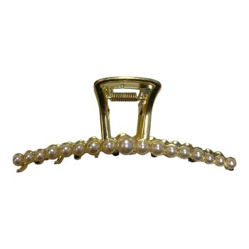 Gold Colour Plated metal  Clamp With Imitation Pearls 