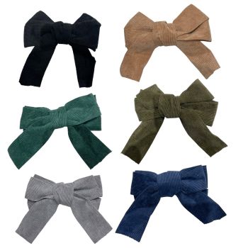 Assorted Large Needle Cord Hair Bows On Concord Clip