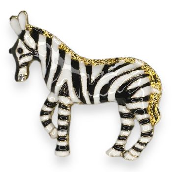 Venetti collection gold colour plated enamelled black and white  zebra brooch with genuine crystal stone detail.

Sold as a pack of 3.

size approx 4.5 x 4.5 cm