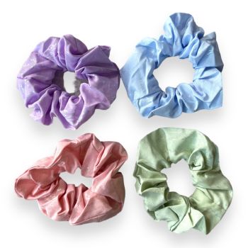 Cotton Feel Pastel Scrunchies With Lazer Print Scribble Design 