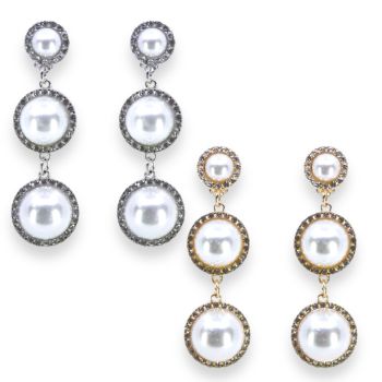 Ladies pearl and diamante Clip -On Earrings