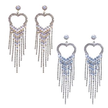 Ladies diamante chandalier stlye Heart drop earrings with genuine small crystal and emerald cut stones.

Available in Rhodium  colour plating and gold colour plating.

sold as a pack of 3 per colour or 4 asssorted .

Size approx 9 x 3cm