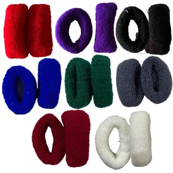 Super soft stretchy wide do-nuts for the hair in pairs .

Available in School colours ,Red ,Navy ,Purple, Grey, Bottle Green ,Burgandy ,Navy , Spectator assorted , Black ,White ,Grey assorted and School assorted .

Sold as a pack of 12 pairs per colou