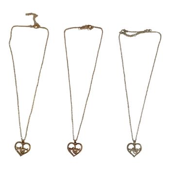 Ladies Mum pendants with genuine diamante stones.

available in Gold colour plating ,rhodium colur plating and rose gold colour plating .

Sold as a pack of 3 per colour or 3 assorted .

Size approx 21 inches plus extension chain .

Pendant size a
