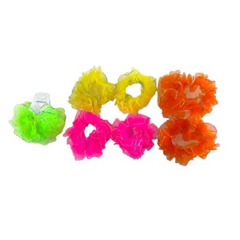 Girls chiffon Neon scrunchies with an iridescent edge.

Scrunchies are available in Neon Pink ,Orange Yellow and Green and are 2 pcs on a hanging card for easy sale .

sold as a pack of 12 pairs assorted .