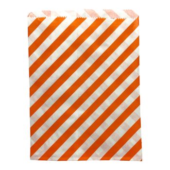 Orange Candy stripe  paper gift bags also suitable as party bag or sweet bags .

size approx 13 x18 cm

Sold as a pack of 100

Discount available in quantity .

please see below in related products for other colours that are also available .