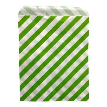 Lime Green   Candy stripe  paper gift bags also suitable as party bag or sweet bags .

size approx 13 x18 cm

Sold as a pack of 100

Discount available in quantity .

please see below in related products for other colours that are also available .