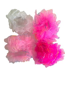 Assorted Pink and White frilly Chiffon scrunchies withan iridescent multicoloued trim .

Available in Baby Pink ,Hot Pink ,Candy Pink and White .

Sold as a pack of 12 assorted .